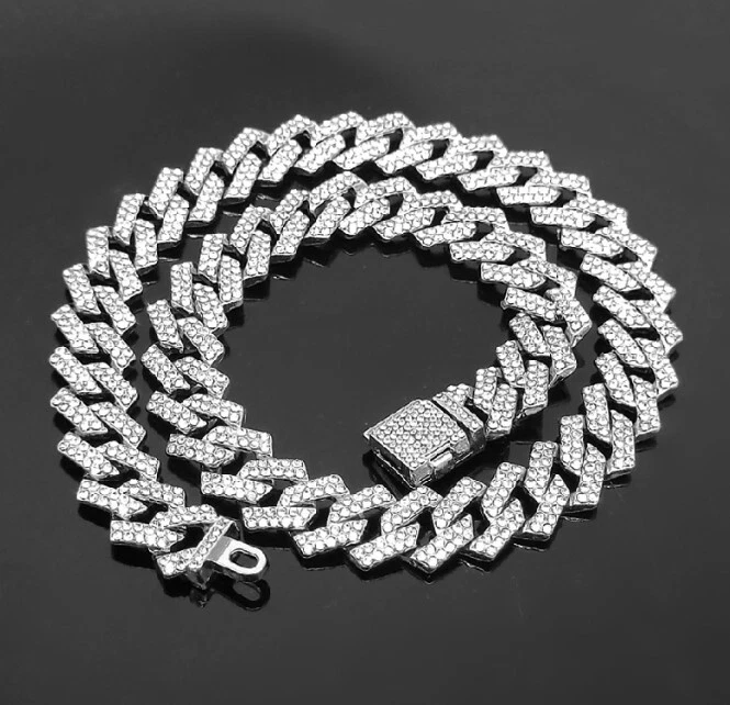 White Gold Plated Iced CZ Out Solid Miami Cuban Link Bracelet Chain 12MM 15MM - Изображение 1 из 1