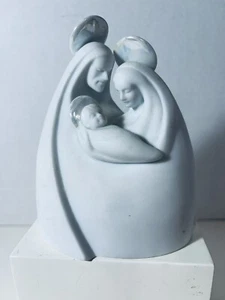 FIGURINA porcellana bianca vintage 1998 Maria e Giuseppe e Gesù Bambino di ROMAN INC. - Foto 1 di 4