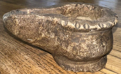 Antique Islamic Oil Lamp - Hand Carved Stone - Image 1 of 4