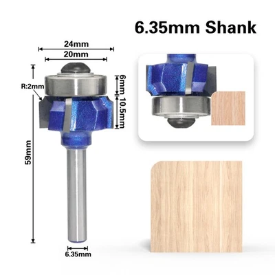 1/4in 6.35mm Shank Corner Round Router Bit Set,R1 R2 R3 Mill Classical Cutter  - Image 1 of 4