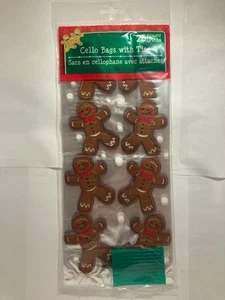 25 Weihnachten Zellophantüten mit Drehbändern Lebkuchenmann 5 x 3 x 11,5 Zoll - Bild 1 von 1