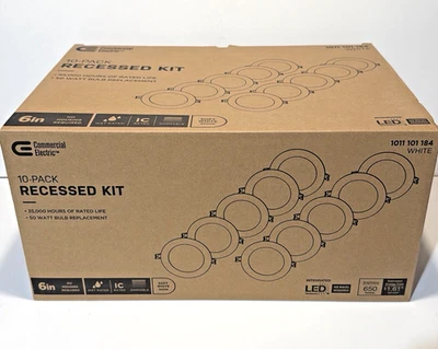 "Kit de luz empotrada blanca delgada LED eléctrica comercial de 6"" (paquete de 10) NUEVO Foto 1 de 4