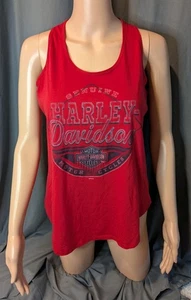 Harley Davidson Red Tank Top Woman's Large New Castle - Picture 1 of 7