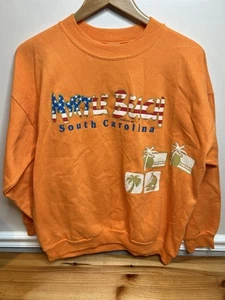 Vtg 90s Sun Sportswear Joe Cool 1995 Myrtle Beach SC Orange Crewneck Sweatshirt - Picture 1 of 14
