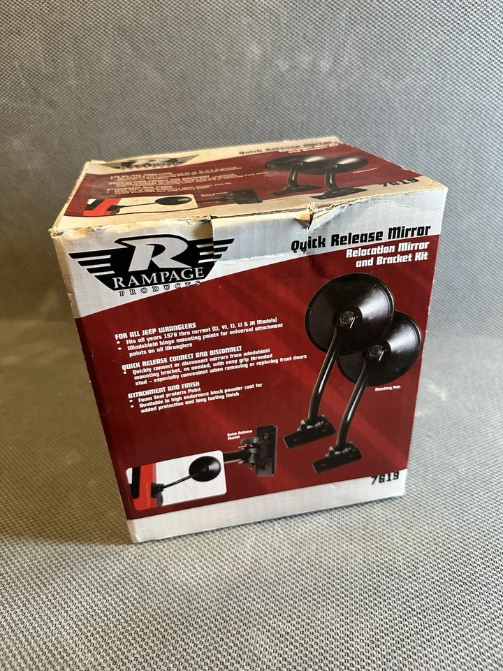 Kit de espejo retrovisor lateral de liberación rápida Rampage Products 7619 para Jeep Wrangers 1 par Foto 1 de 4