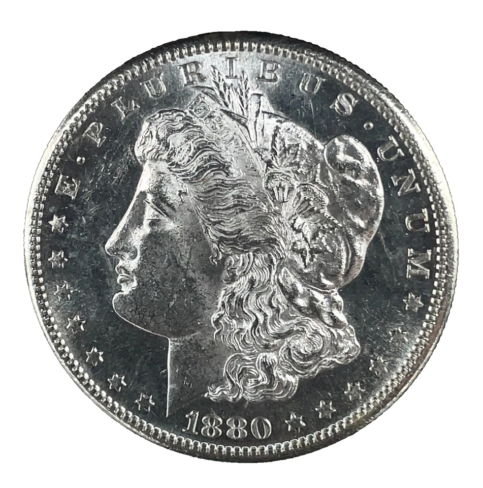 1880 s PL Proof-Like Morgan Dollar GEM BU. 90% Silver $1 U.S Coin # 2345 - Image 1 of 4