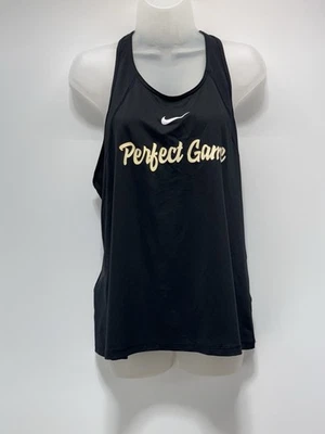 Nike Perfect Game Pro Dri Fit Negro Corredor Espalda Tanque Dorado Logo Para Mujer Talla XL Foto 1 de 4
