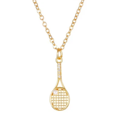 Elegant Tennis Racket Necklace for Women - Sparkling Charm for Sports Enthusi... - Image 1 of 4
