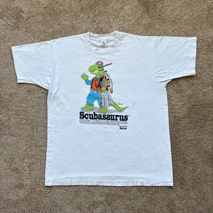 Vintage 1988 Talking Tops Scubasaurus Scuba Diving Single Stitch T Shirt XL - Picture 1 of 19