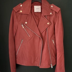 Mango Genuine Leather Pink/Soft Red Women's Jacket size XS - Picture 1 of 8