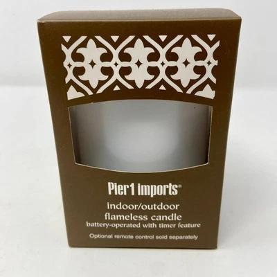 NIB Pier 1 Indoor Outdoor Flameless Candles Battery Operated Timer Feature - Image 1 of 3
