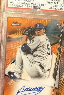 2020 Topps Finest Andres Munoz AUTO RC Orange Refractor /25 🔥 Psa10 Dna10 Pop 1 - Image 1 of 3