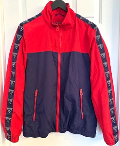 Men's GUESS Windbreaker Jacket - Navy Blue & Red - Size Medium - Brand New - Picture 1 of 6