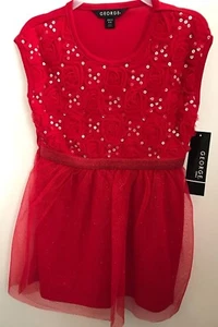 George Girls Red Sequin Sleeveless Tutu Dress Holiday Christmas XS 4/5 NWT - Picture 1 of 5