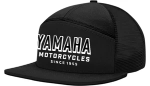 NEW YAMAHA APPAREL 2501-3917 Flat Bill Hat Yamaha Moto Camper Hat -Black-OFFROAD - Picture 1 of 3