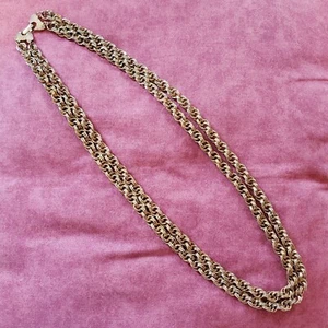 Collar de colección largo pesado de eslabones de cadena tono dorado doble hilo de 28" N2 - Imagen 1 de 19