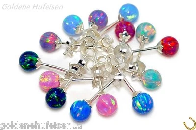 Opal Kugel 5 mm Ohrstecker 925 Sterling Silber Ohrringe Tolles Farbspiel Damen - Bild 1 von 3