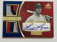 2004 SP Game Used Legendary Fabrics Dual Patch Autograph Fred Lynn 15/25 Red Sox
