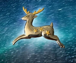 VTG Signed HMK CDS REINDEER BROOCH Pin Silver Tone With Gold Tone Stars - Picture 1 of 6