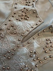 VTG Y2K SLEEVELESS HALTER BLOUSE PASTEL MINT SILVER STUDDED Boho Babe NEW! S/M - Picture 1 of 11