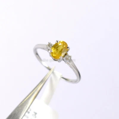 Natural Oval Cut Yellow Sapphire & Diamond Ring 925 Sterling Silver Gift For Her - Image 1 of 4