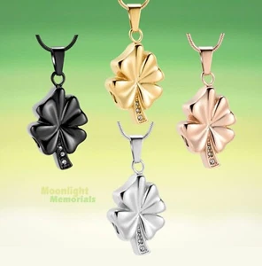Nuevo Collar Conmemorativo de 4 Hojas Trébol Cristal Cenizas Urna Cremación - Imagen 1 de 10