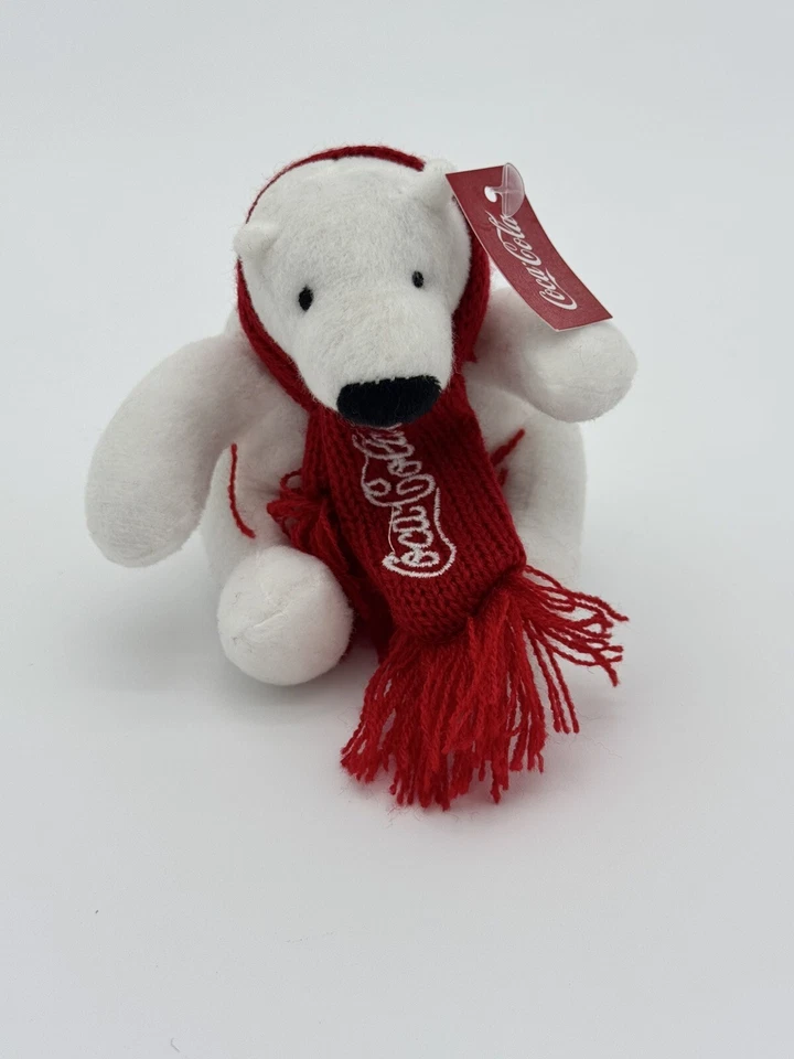 Coca Cola Polar Bear Plush Mini 4" Coke Logo Red Scarf Collectible Tag on 2020 - Image 1 of 4