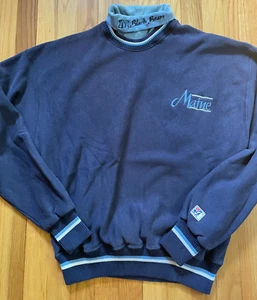 VTG 80s The Game Maine Black Bears Sweatshirt TurtleNeck Embroidered Orono L USA - Picture 1 of 9