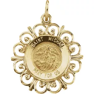 Medalla de San Miguel en oro amarillo de 14 K - Imagen 1 de 2