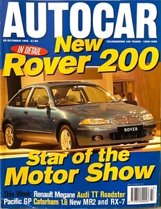 AUTOCAR MAGAZINE 25-OCT-95 - Rover 200, Renault Megane 1.6 RT, Caterham 7 - Picture 1 of 9