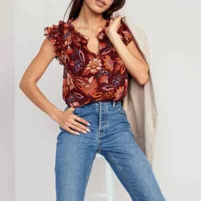 Blusa Campesina Boho Brillante Multi Floral OLD NAVY by Gap ~ Nueva con Etiquetas S M ~ 28 Foto 1 de 3