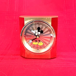 Disney Mickey Mouse Seiko Quarz Tischwecker Messing goldfarben getestet ~ Japan - Bild 1 von 11