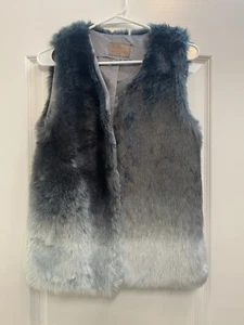 Zara vest girls 13-14 ombré gray fleece faux fur cozy lined - Picture 1 of 7