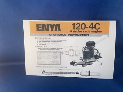 ENYA 120-4C ORIGINAL  INTRUCTION AND PARTS SHEET - Image 1 of 4