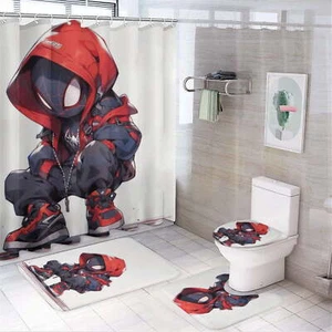 Spider-Man 4-Piece Bathroom Set – Shower Curtain, Rugs & Toilet Lid Cover - Picture 1 of 6