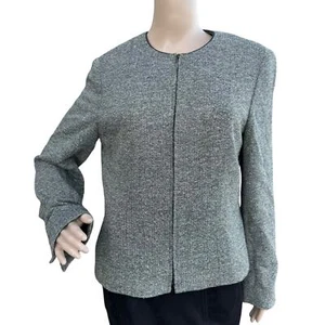 Vintage Casual Corner Annex Heather Gray Long Sleeve Padded Tweed Blazer 10 - Picture 1 of 10