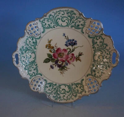 RS0722-028: Rosenthal Schale Moliere mit Blumen Bukett grün silber 29 cm - Bild 1 von 4