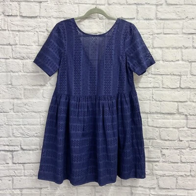 Vestido con ojales talla 6 cintura caída manga corta azul marino liso de ASOS para mujer nuevo con etiquetas Foto 1 de 4