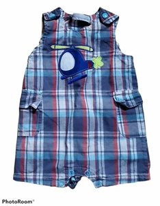 Vitamin Baby Boy Multicolored Plaid Romper - Picture 1 of 4