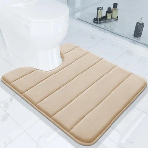 Memory Foam Toilet Rug U-Shaped 24X20, Ultra Soft and Absorbent Bathroom Rugs, N - Picture 1 of 8