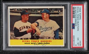 1958 Topps Willie Mays Duke Snider Rival Fence Busters ( ) #436 PSA 6 HOF