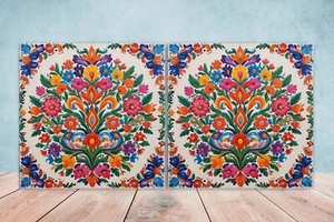 Mexican Ceramic tiles - Set of 2 Mexican design tiles- Kitchen tiles- bath tiles - Picture 1 of 3