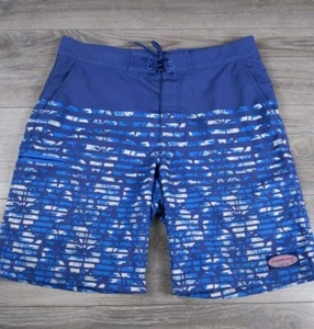 Vineyard Vines Performance Board Shorts Men’s Size 32 Blue Striped Floral - Picture 1 of 8