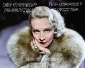 MARLENE DIETRICH WEARING A FUR BEAUTIFUL COLOR PHOTO BY CHIP SPRINGER - Picture 1 of 1