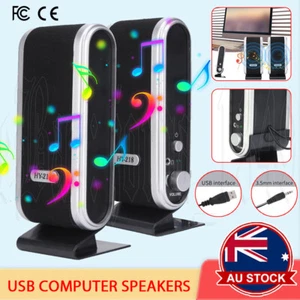 1 Pair USB Speakers Computer Speaker Sound Stereo For PC Notebook Desktop Laptop - Picture 1 of 12
