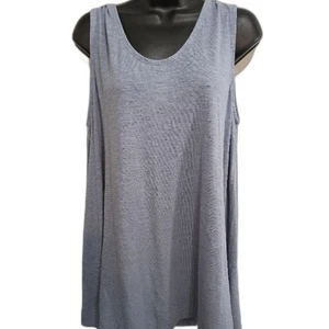 Eileen Fisher Shirt Large Sleeveless Blue Women's Top Hemp/Organic Cotton Blend - Picture 1 of 11