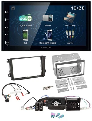 Kenwood 2DIN Bluetooth Lenkrad USB DAB Autoradio für VW Passat Polo Scirocco Sha - Bild 1 von 4