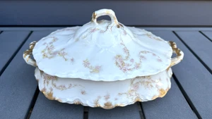 Vintage Haviland Limoges rosa Blumen Norma bedeckt Gemüse Servierschale 10" EX - Bild 1 von 16