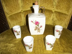 Raro juego de sake OMC vintage, cerámica pintada a mano Japón adorno dorado - Imagen 1 de 6