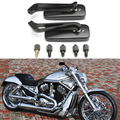 Espejos retrovisores rectangulares negros para motocicleta Harley Davidson V Rod Street Glide F Foto 1 de 4